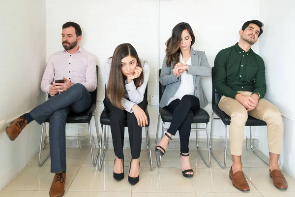 Bored Applicants Waiting Interview Recruitment Office — Stock Photo, Image