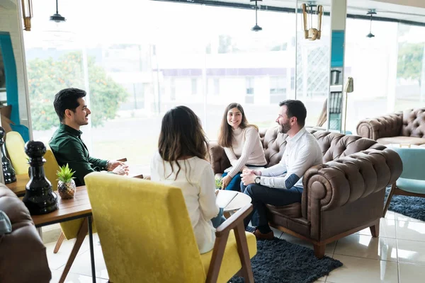 Colleagues Discussing Ideas Meeting Coworking Space — Stock Photo, Image