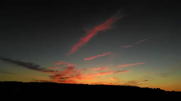 Piękne niebo podczas zachodu słońca z widokiem na Las — Zdjęcie stockowe