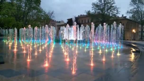 Fontana Colorata Nel Parco Cittadino — Video Stock