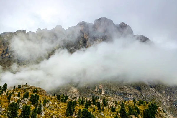 Une matinée brumeuse dans les montagnes à la frontière entre l'Italie et l'Autriche. Air pur frais . — Photo