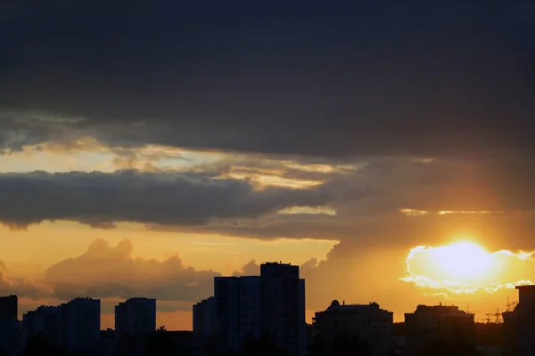 Sonnenaufgang Der Stadt Silhouette Von Gebäuden — Stockfoto