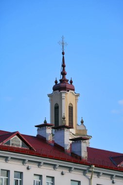 Grodno, Belarus - 15 Mayıs 2019: Grodno 'daki güzel eski bir binanın kalesi