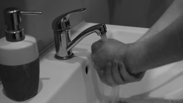 Coronavirus Travel Prevention Wash Hands Soap Hot Water Hand Hygiene — Stock Video