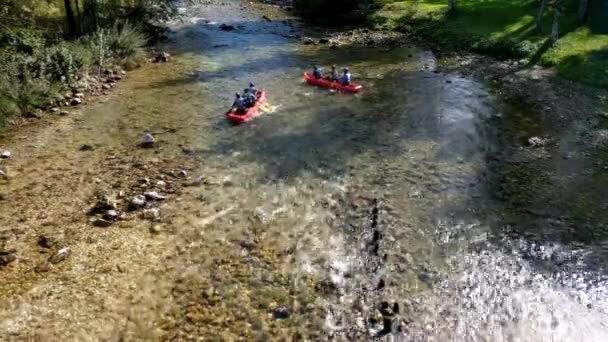 Народний Рафтинг Озері Бохіндж Словенському Національному Парку Триглав — стокове відео