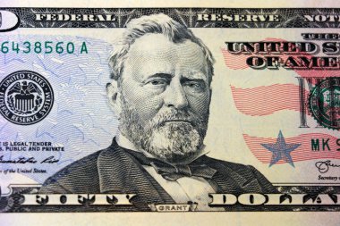 Gran 'a yakın bir Amerikan 50 Doları.