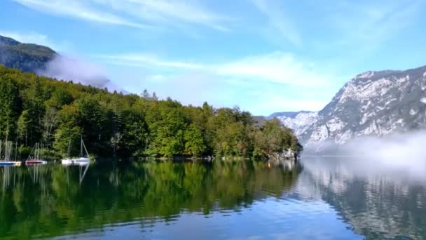 Krásné Podzimní Barvy Jezera Bohinj Národním Parku Triglav Slovinsku Evropa — Stock video