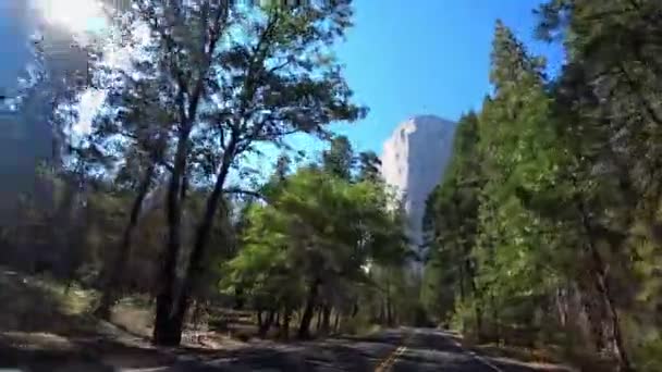 Guida di auto in Yosemite Valley. California Stati Uniti . — Video Stock