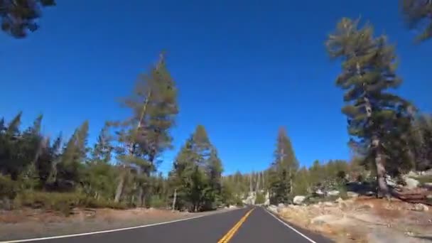 ロードトリップ,車で道路上,ヨセミテバレー,ヨセミテ国立公園,カリフォルニア州,アメリカ. — ストック動画