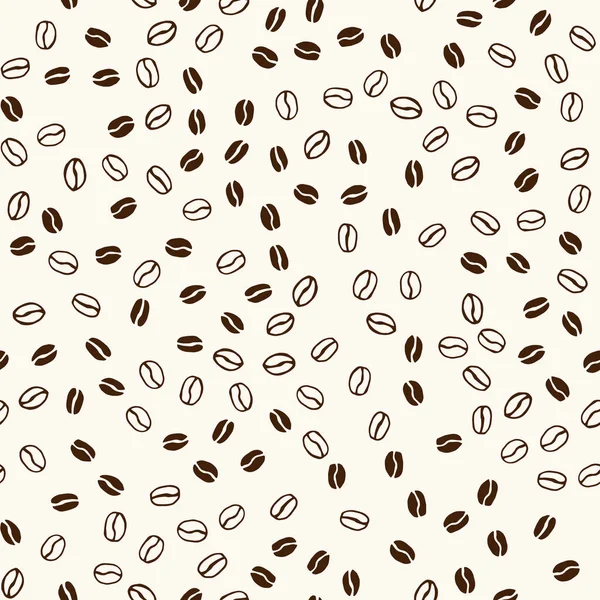 Modello vettoriale senza soluzione di continuità con chicchi di caffè disegnati a mano in stile schizzo. Può essere utilizzato per carta da parati, riempimenti di modelli, sfondo della pagina web, texture superficiali — Vettoriale Stock
