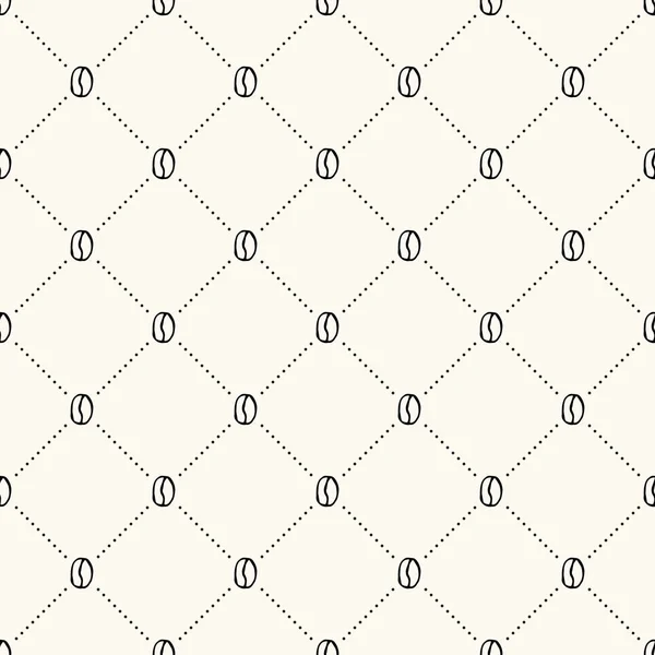 Seamless geometric vector pattern with hand drawn coffee beans in sketch style and polka dot. Can be used for wallpaper, pattern fills, web page background,surface textures — Stock Vector
