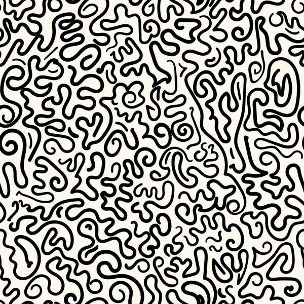 抽象的な手書き線で迷路抽象的なシームレスなパターン。ベクトルタイルの繰り返し — ストックベクタ