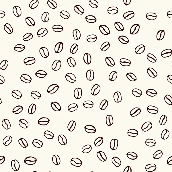 Nahtloses Vektormuster mit handgezeichneten Kaffeebohnen im Skizzenstil. kann für Tapeten, Musterfüllungen, Webseiten-Hintergrund, Oberflächentexturen verwendet werden — Stockvektor