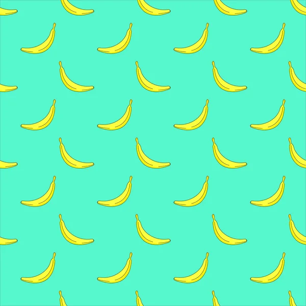 青色の背景にバナナとシームレスベクトルパターン。熱帯のドアの背景。プリント、テキスタイル、デジタルペーパーのための夏のイラスト — ストックベクタ