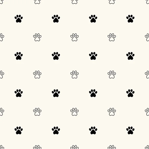 Geometrical seamless pattern with animal paw footprint. Dog paw prints background — Stock Vector