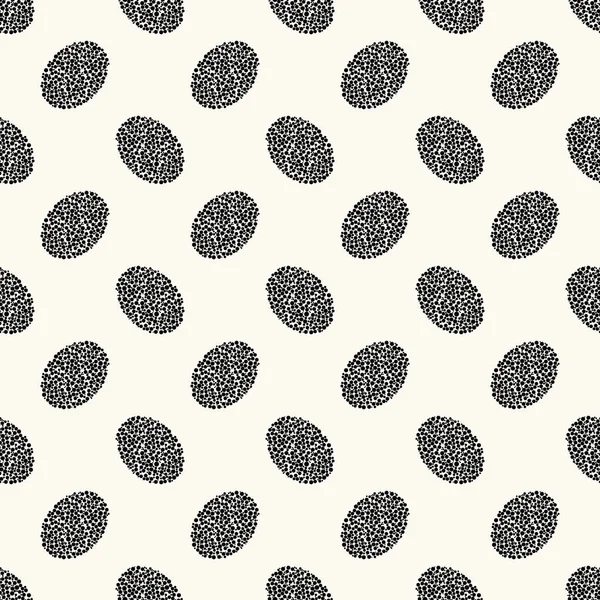 Vector seamless modern flat pattern with dotted ellipses in monochrome. Repeating geometric illustration Noisy grunge background. — Stock Vector