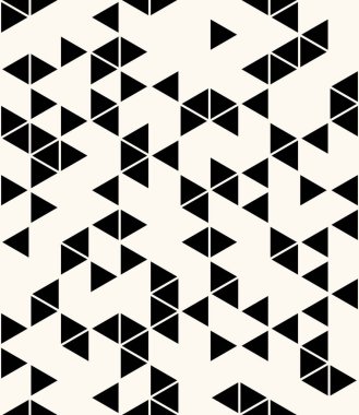 Üçgenli kusursuz vektör geometrik desen. Modern soyut tekrarlanabilir arkaplan. Monokromda minimalist doku