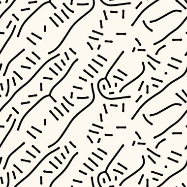 Kusursuz vektör soyut deseni, yuvarlak düzensiz çizgiler, doğadan esinlenilmiş. Organik bileşik şekiller. Monokromda modern tekrarlanabilir arkaplan.