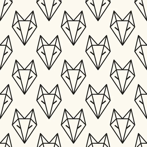 Naadloze papier vos origami patroon achtergrond — Stockvector