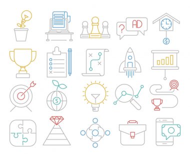 Strateji anahat vektör simgeler