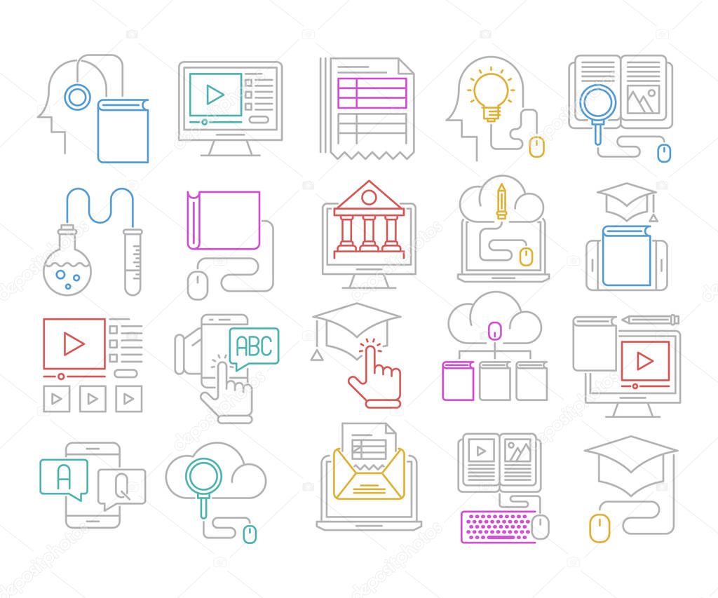 Online education vector icons