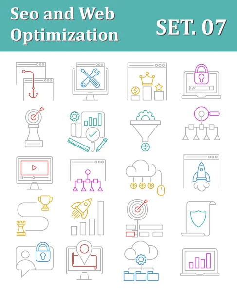 SEO ve web optimizasyonu vektör simgeler Vol 7