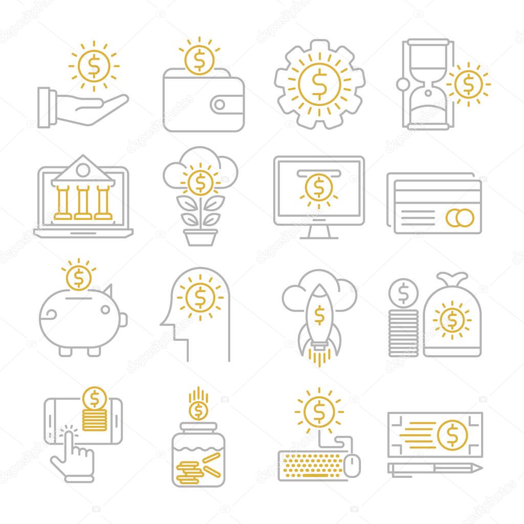 Money vector outline icons