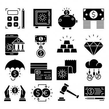 Bankacılık vektör katı simgeler