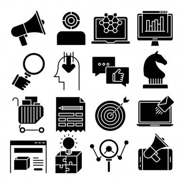 Pazarlama vektör katı simgeler