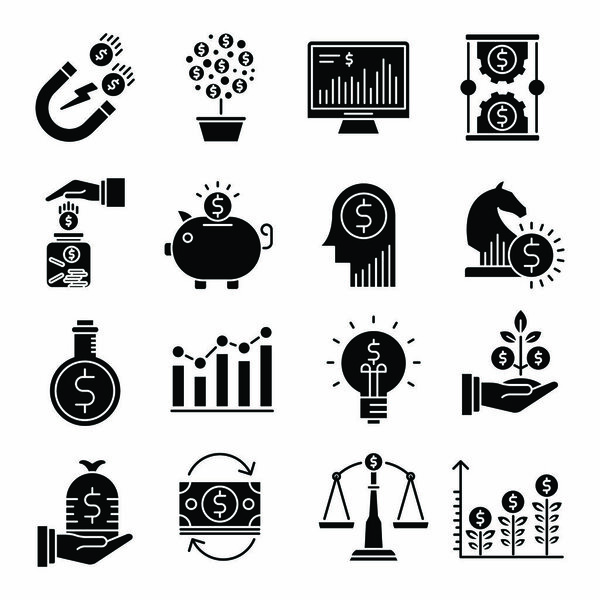 Investments vector solid icons