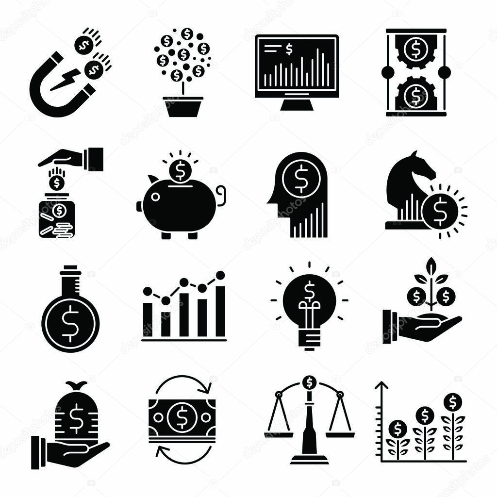Investments vector solid icons