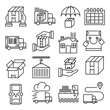 Teslimat vektör anahat simgeleri