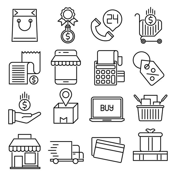 Commerce vector outline icons