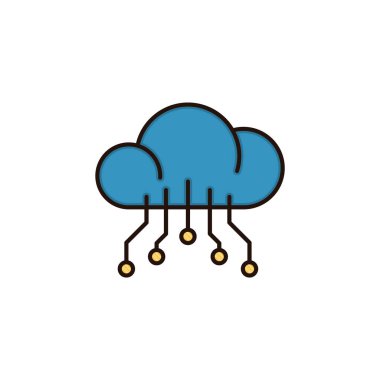 Bulut hesaplama teknolojisi ikon vektör çizimi tasarımı