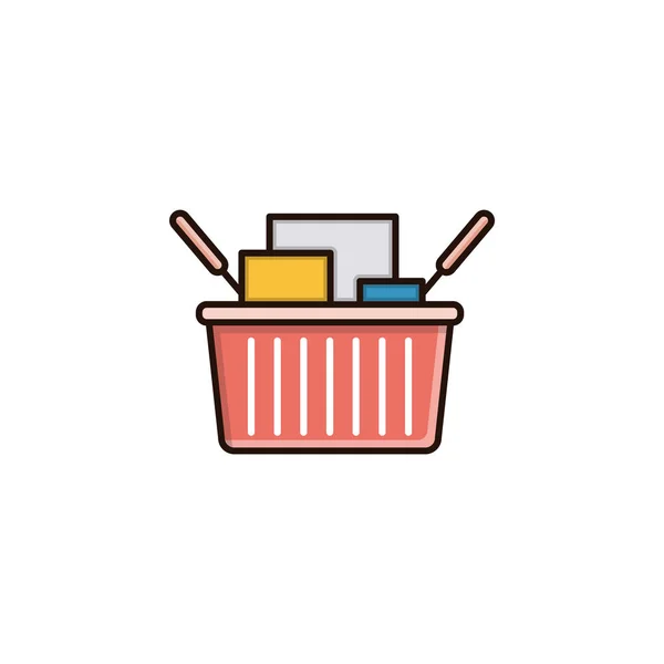 Shopping Basket Food Drink Vector Illustration — Vetor de Stock