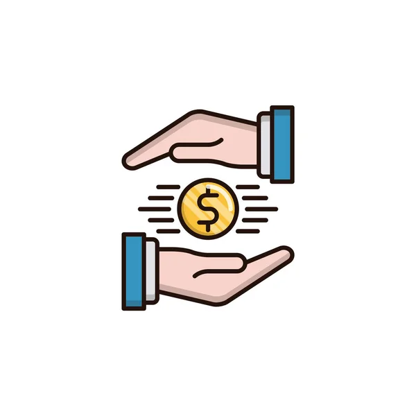 Mão Segurando Dinheiro Vetor Ilustração Ícone Elemento Fundo —  Vetores de Stock