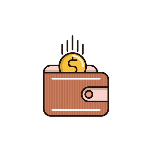 Peněženka Ikonou Peníze Vektorové Ilustrace Design — Stockový vektor