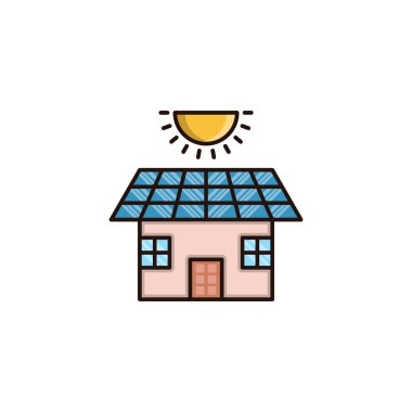 Güneş paneli ikon vektörü. İnce çizgi işareti. izole edilmiş sınır sembolü çizimi