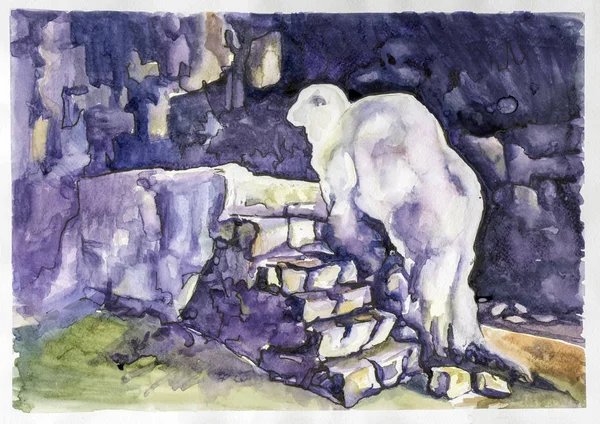 Eski Menekşe Mağarası suluboya