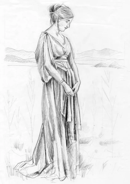 Üzgün kız kalem çizimleri