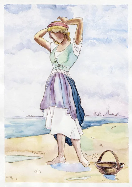 Sahilde suluboya saç modeli