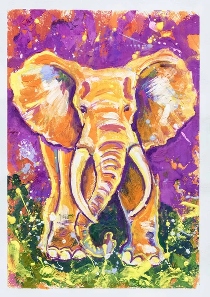 Guaj tekniğinde mor fil