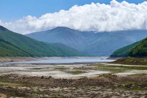 View Zhinvali Reservoir Ananuri Lake Blue Water Georgia Caucasus Mountain — Stock Photo, Image