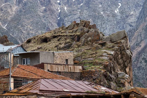 Tedo - a village in Georgia , in the Kazbegi municipality , in the Stepantsminda community , is located in the Dariali valley.Dariali Gorge. — Stock Image Tedo Village Georgia Kazbegi Municipality Stepantsminda Community Located Dariali Valley Stock Image