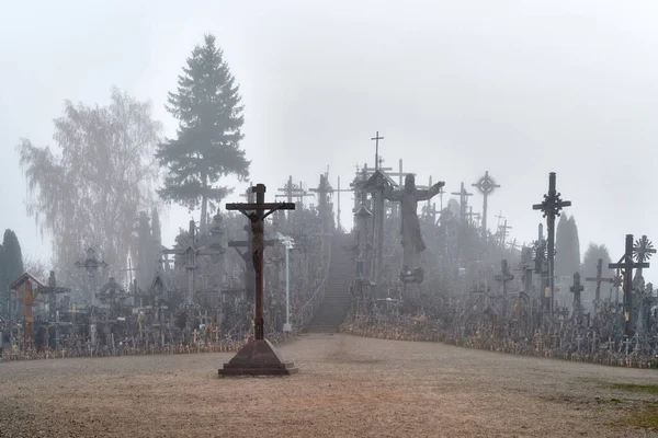 Hill Crosses Kryziu Kalnas Famous Site Pilgrimage Northern Lithuania Hill — Stock Photo, Image