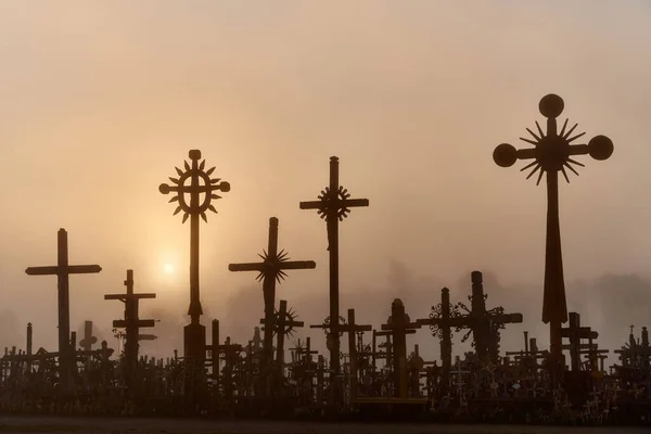 Hill of Crosses (Kryziu kalnas), a famous site of pilgrimage in northern Lithuania.Sunrise on Cross Hill