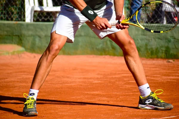 Murcia, Spain, December 26, 2019: Tennis Player holding racket ready to receive serve — 스톡 사진