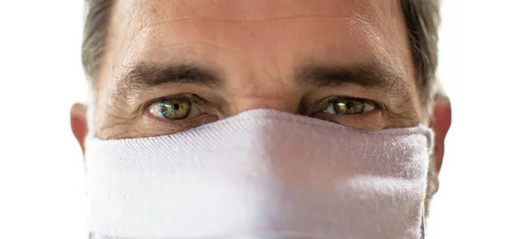 Elderly Infected Man Protective Medical Mask Isolated Home Quarantine Coronavirus — Stock Photo, Image