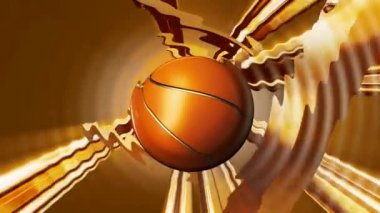 Ortada dönen bir sepet topu ile soyut bir bronz arka plan