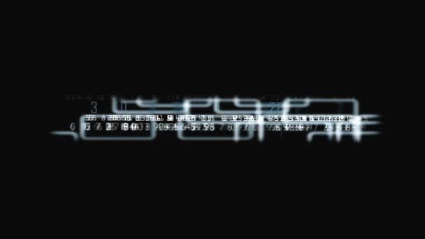 Um loop animado abstrato de caixas brilhantes com uma sobreposição número-texto futurista — Vídeo de Stock
